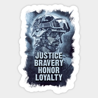 Justice Bravery Honor Loyalty Warriors Code of Conduct Sticker
